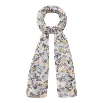 Multi-coloured butterfly print scarf